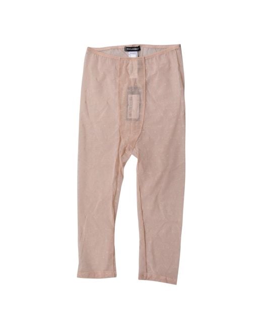 Dolce & Gabbana Brown Nylon Logo Lace Leggings Pants Underwear main image 1