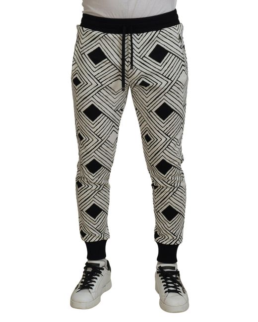 Dolce & Gabbana Black Geometric Print Joggers Pan74757 for men