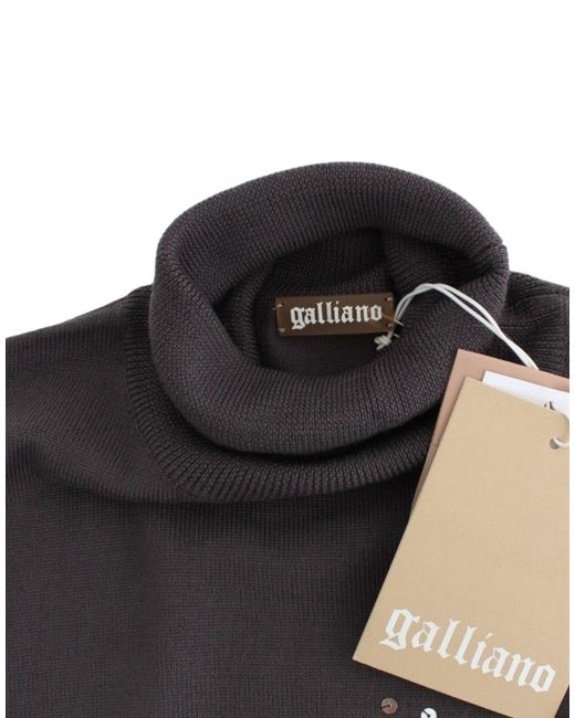 John Galliano Multicolor Turtleneck Cotton Sweater Brown Sig11968