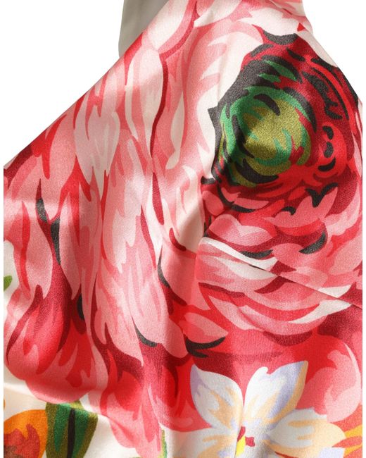 Dolce & Gabbana Pink Floral Print Silk Cropped Bustier Top