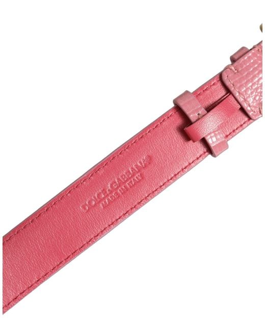 Dolce & Gabbana Pink Textured Leather Gold Buckle Belt Strap Bracelet