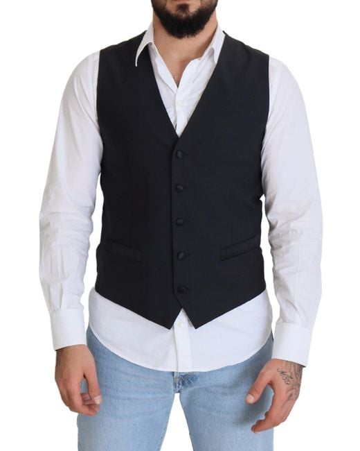 Dolce & Gabbana Blue Elegant Single Breasted Dress Vest for men