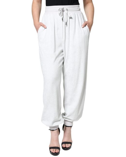 Dolce & Gabbana White Nylon Jogger Sweatwomen's Pants