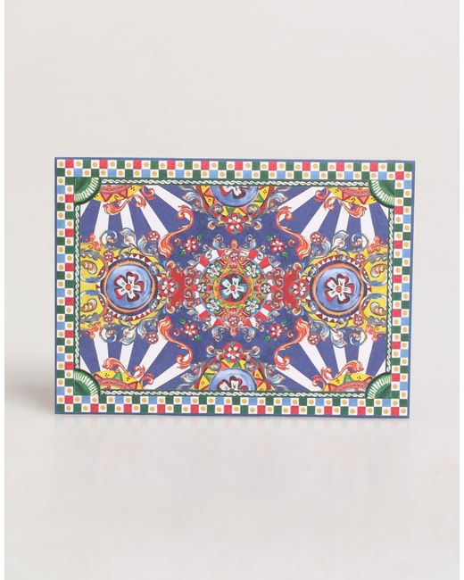 Dolce & Gabbana Blue Carretto Siciliano Envelope Post Card Holder