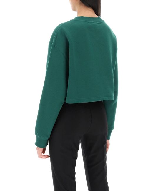 Lanvin Green Cropped Sweatshirt With Embroidered Logo Patch