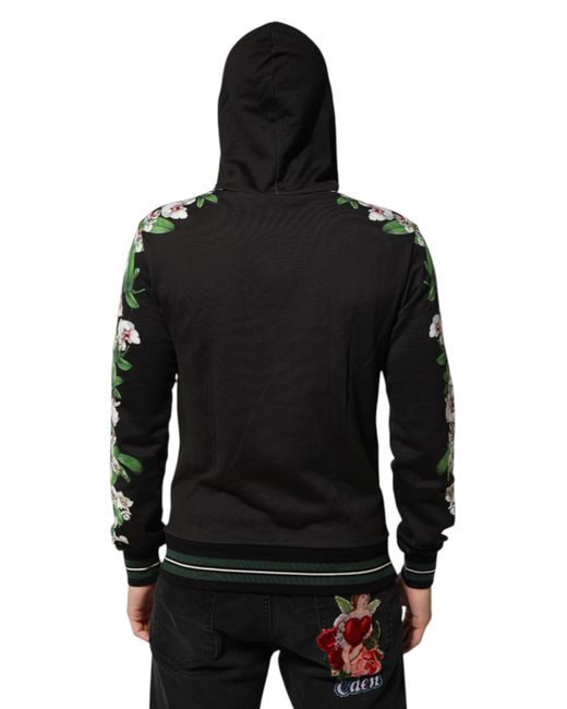 Dolce & Gabbana King Black Orchid Floral Crown Logo Hoodie Sweater for men