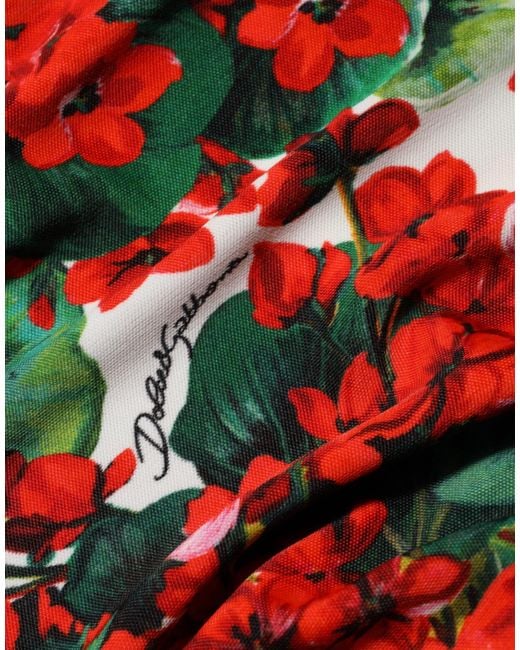Dolce & Gabbana Red Multicolor Floral Short Portofino Dress