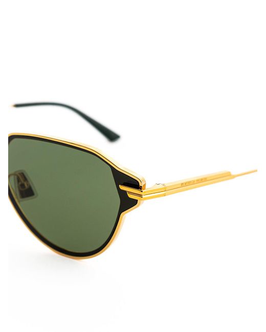 Bottega Veneta Green Elegant Golden Metal Sunglasses With Lens