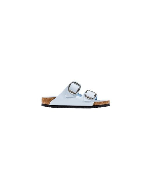Birkenstock White Blue Artificial Leather Slippers
