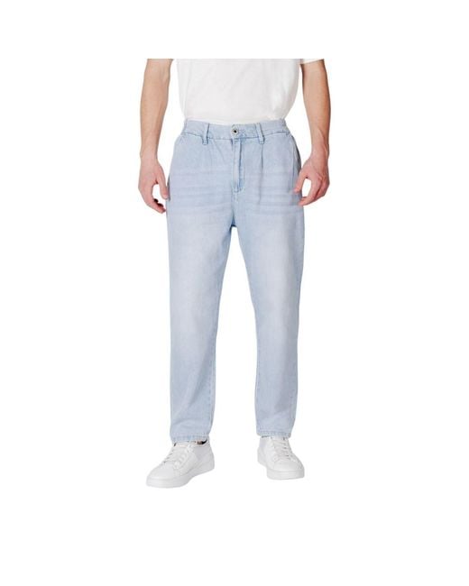 Gianni Lupo Blue Cotton Slim Fit Jeans for men