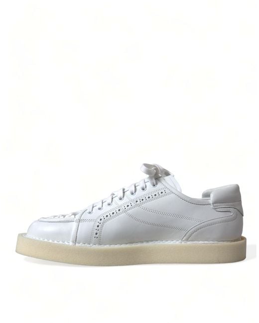 Dolce & Gabbana White Leather Low Top Oxford Sneakers Shoes for men