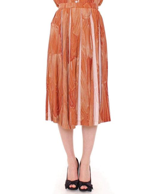 Licia Florio Orange Below Knee Full Skirt