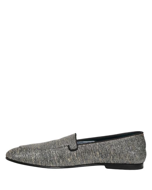 Dolce & Gabbana Gray Lurex Glitter Men Dress Loafers Shoes for men