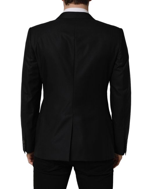 Dolce & Gabbana Black Dark Blue Wool Single Breasted Men Blazer Jacket for men