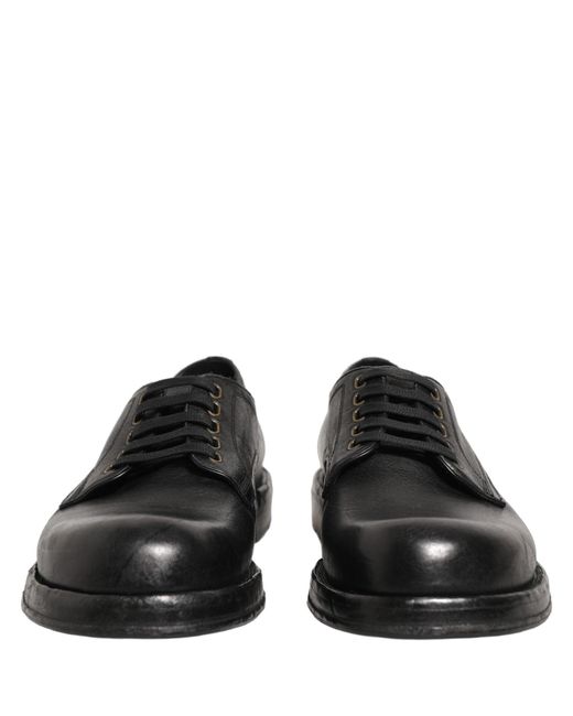 Dolce & Gabbana Black Leather Lace Up Derby Dress Men Shoes for men