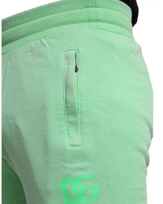 Dolce & Gabbana Green Neon Cotton Stretch Jogger Sweatmen'S Pants (Pre-Owned) for men