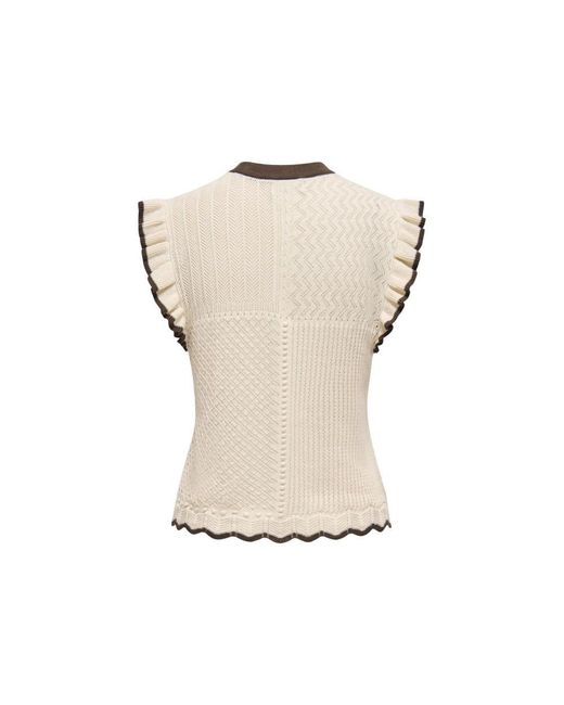 Jacqueline De Yong Natural Cotton Sleeveles T-Shirt