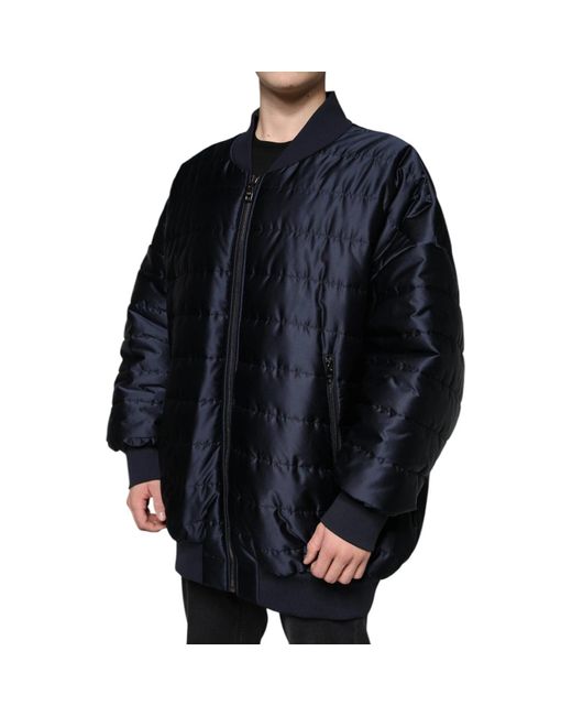 Dolce & Gabbana Black Dark Quilted Full Zip Bomber Jacket for men