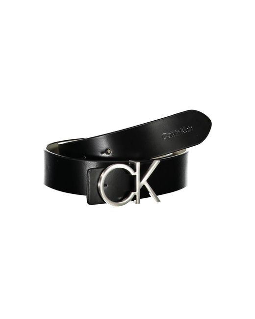 Calvin Klein Black Reversible Leather Belt With Metal Buckle