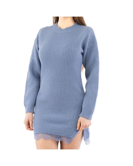Moschino Blue Purple Wool Casual Dress