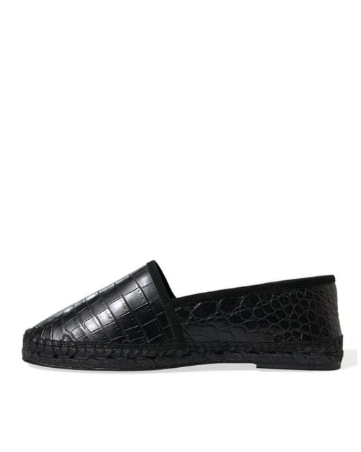 Dolce & Gabbana Black Exotic Leather Espadrilles Slip On Shoes for men