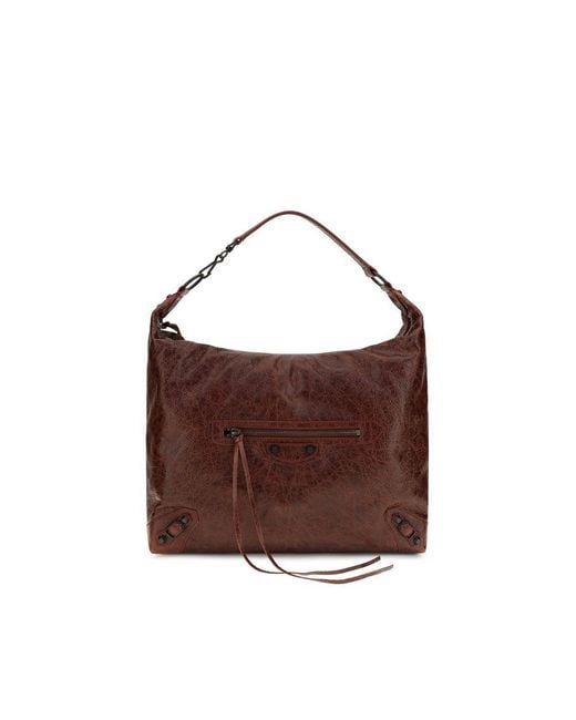 Balenciaga Brown Bordeaux Lamb Ovis Aries Aries Shoulder Bag