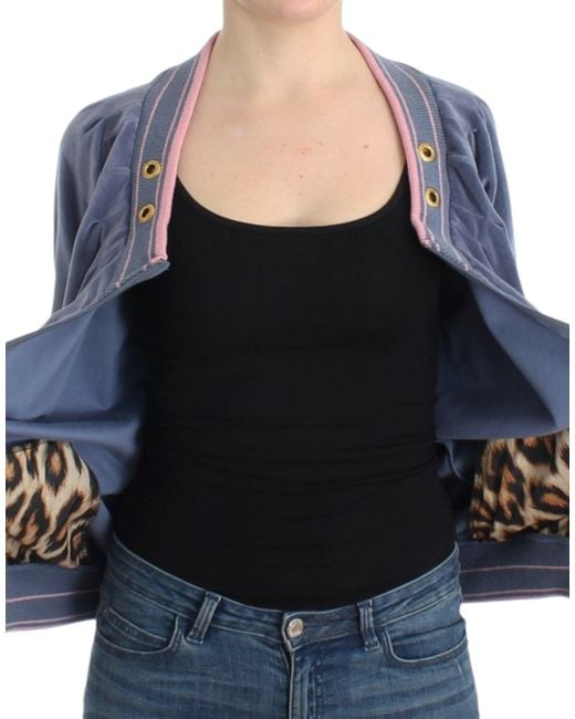 Roberto Cavalli Blue Elegant Zip Cardigan With Details