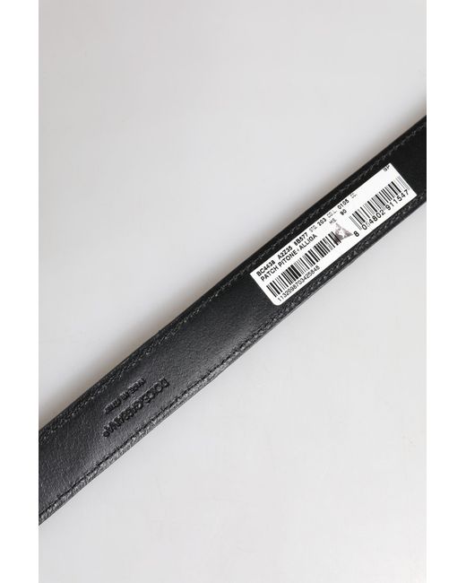 Dolce & Gabbana Black Exotic Leather Metal Logo Buckle Belt for men