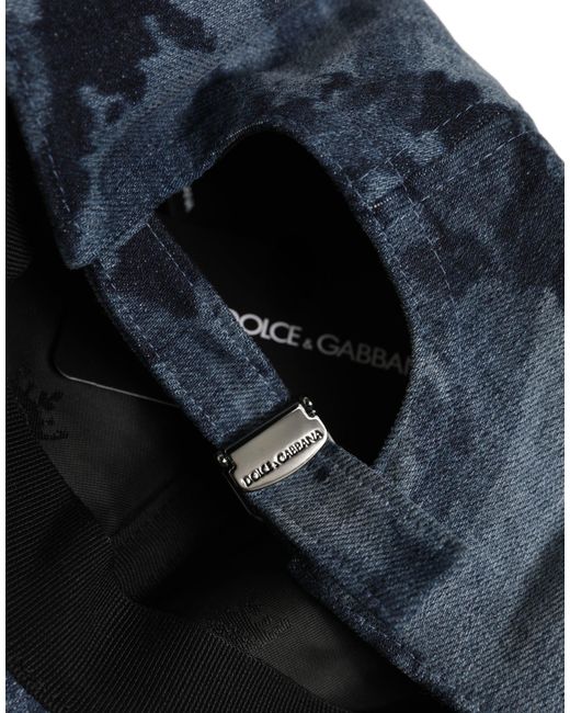 Dolce & Gabbana Men Blue All Over Logo Cotton Baseball Cap Hat for men