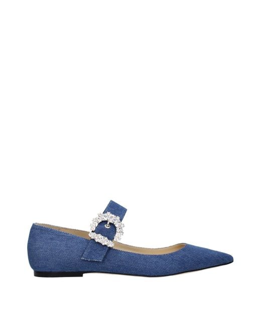 Jimmy Choo Women's Blue Fabric Ballet Flats