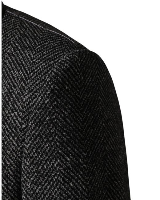 Dolce & Gabbana Black Gray Wool Blend Long Trench Coat Men Jacket for men