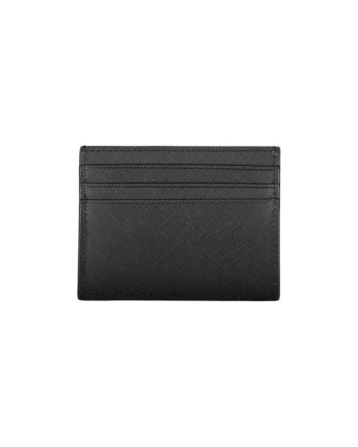 Tommy Hilfiger Black Sleek Leather Card Holder With Contrast Details for men