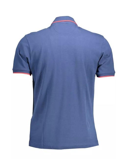 La Martina Blue Cotton Polo Shirt for men