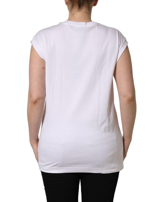 Dolce & Gabbana White Logo Round Neck Sleeveless T