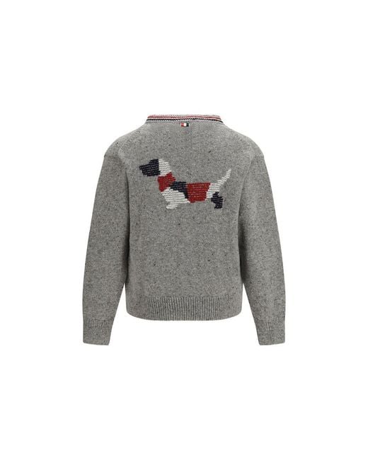 Thom Browne Gray Wool Oves Aries Cardigan for men