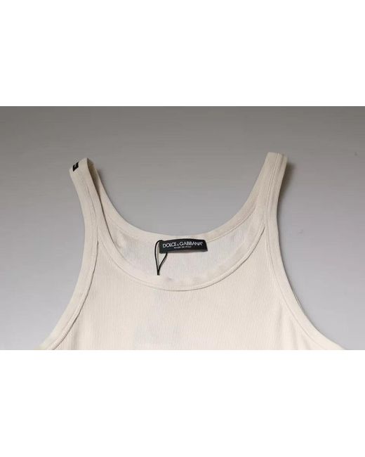 Dolce & Gabbana White Ribbed Tank Top Classic Style for men