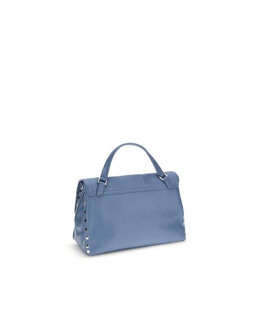 Zanellato Blue Calf Leather Bos Taurus Shoulder Bag