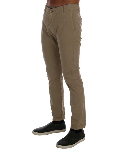 Daniele Alessandrini Natural Cotton Stretch Slim Fit Trouser Beige Tsh1382 for men