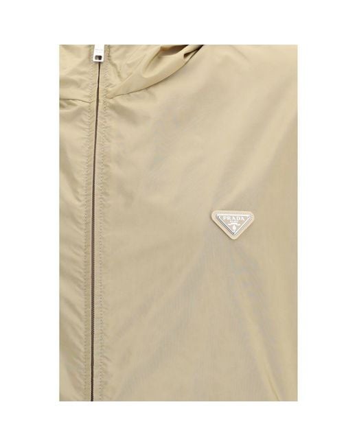 Prada Natural Beige Recycled Polyamide Shell Jacket for men
