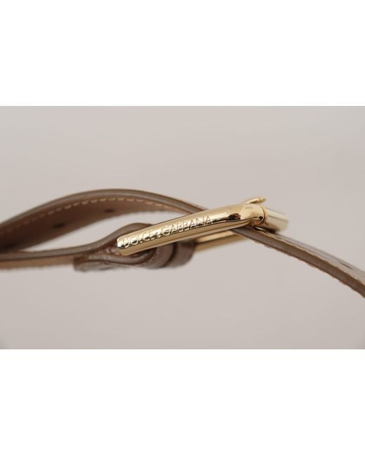Dolce & Gabbana Black Elegant Bronze Leather Belt With Logo Buckle