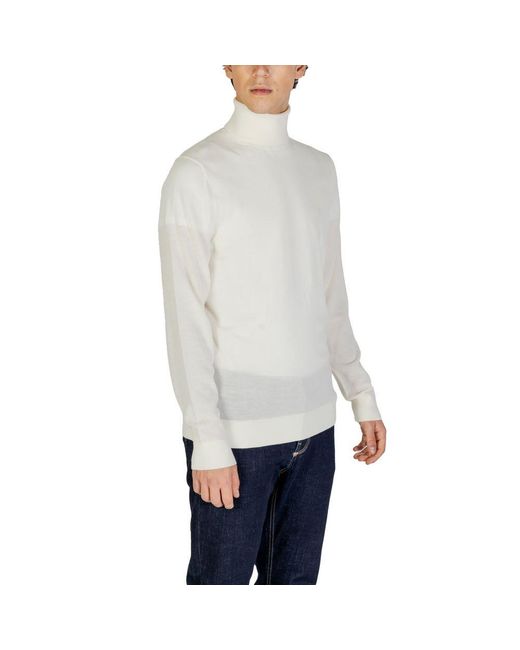 Calvin Klein Gray Cream Wool Turtleneck for men