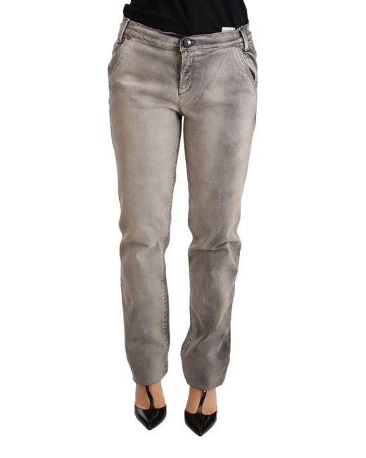 Ermanno Scervino Gray Chic Washed Low Waist Skinny Jeans