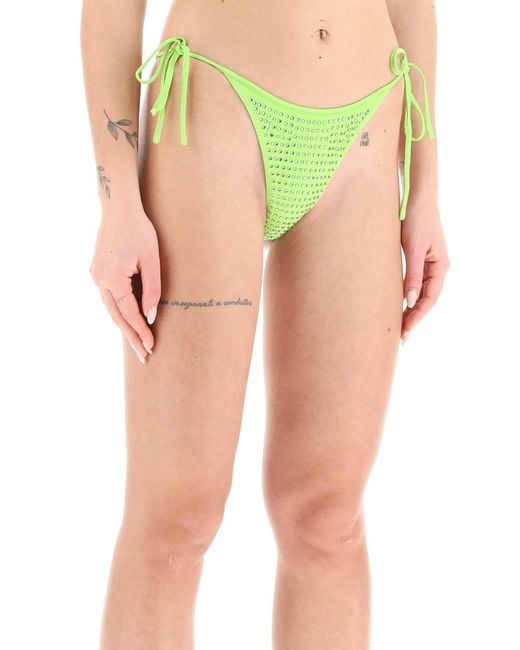 Self-Portrait Green Rhinestone Bikini Bottom
