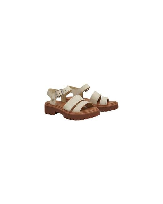 Timberland Brown Beige Leather Platform Sandals
