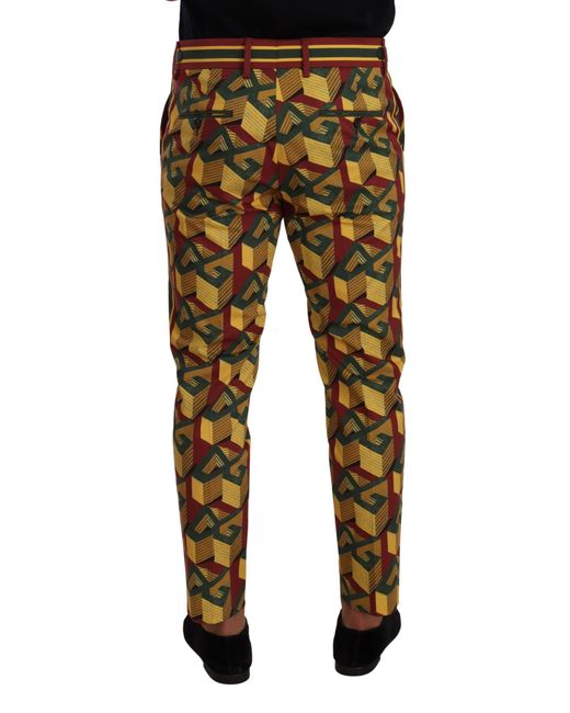 Dolce & Gabbana Black Multicolor Logo Mania Cotton Tapered Trouser Pants for men