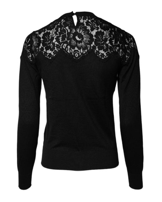 Dolce & Gabbana Black Floral Lace Long Sleeves Blouse Top for men