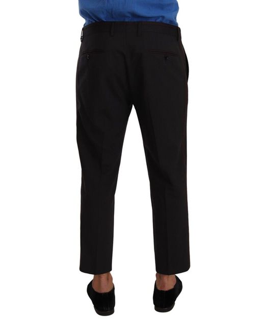 Dolce & Gabbana Black Elegant Cropped Wool Stretch Pants for men