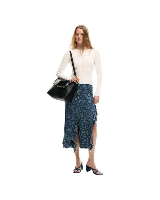 Desigual Blue Lyocell Long Skirt