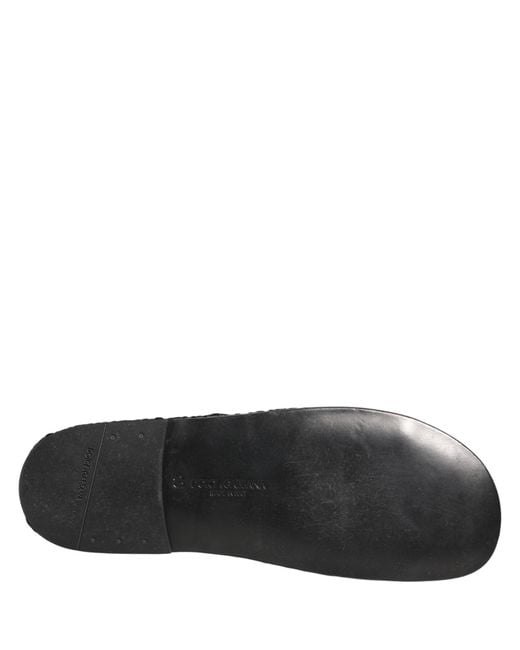 Dolce & Gabbana Black Fabric Woven Slides Sandals Flats Shoes for men