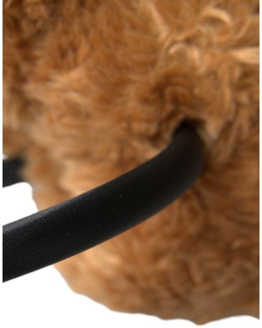 Dolce & Gabbana Brown Teddy Bear Crystal Crown Hair Band Diadem